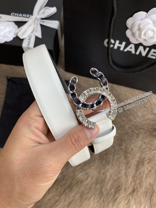 Chanel女士皮帶 香奈兒小香鑽圈雙面用小牛皮腰帶  jjp1164